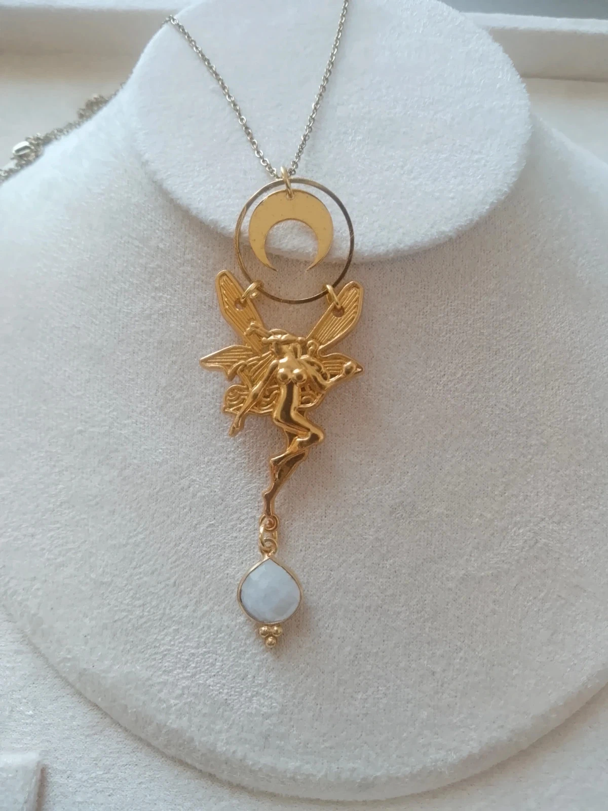 Collier fée et pierre de lune sertie naturelle – photo 2